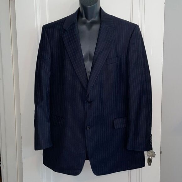 Daniel Cremiuex Collection black pin striped wool jacket/blazer - Picture 1 of 9